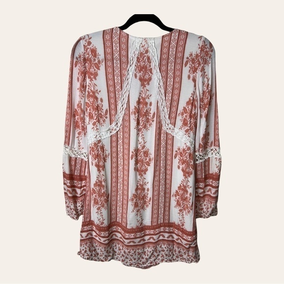 0891. ALTAR’D STATE LONG SLEEVE DRESS MINI LENGTH SIZE‎ SMALL ORANGE/WHITE - Picture 6 of 9